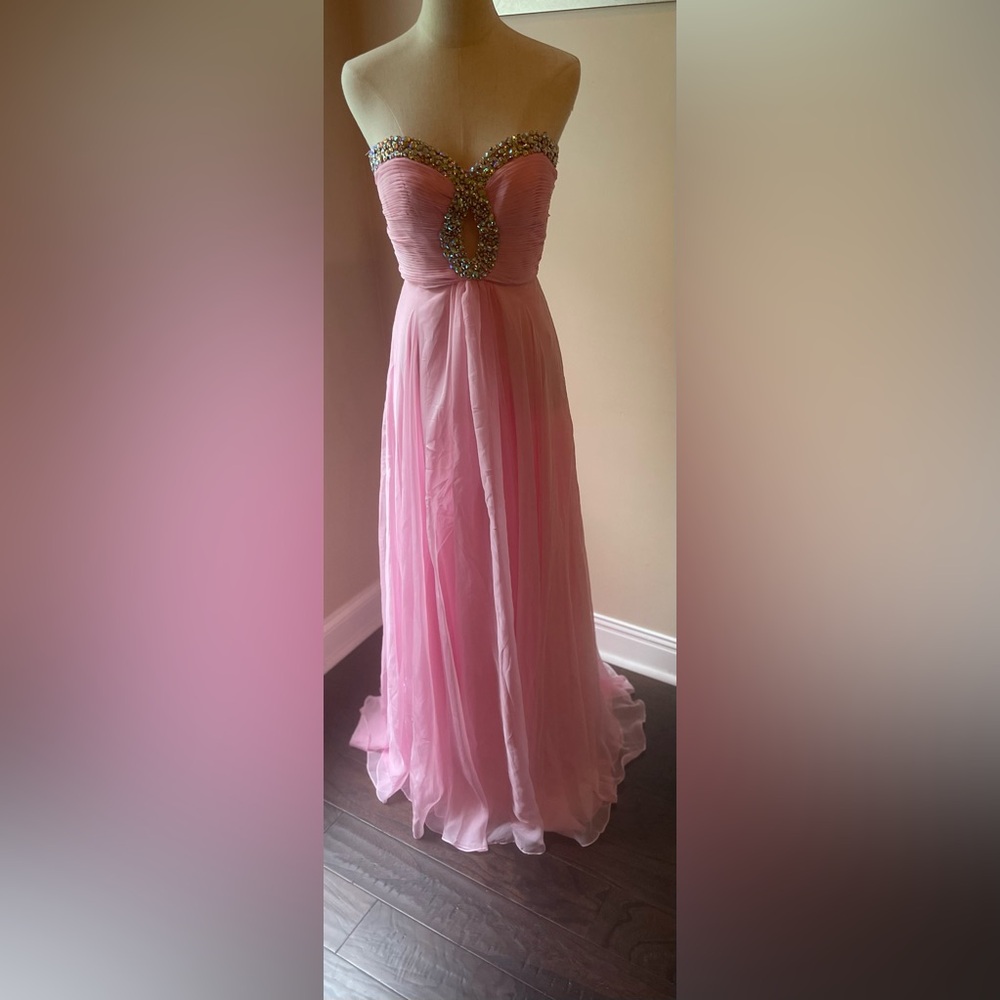 084 Sherri Hill Pink Maxi Skirt with Embellished Waist